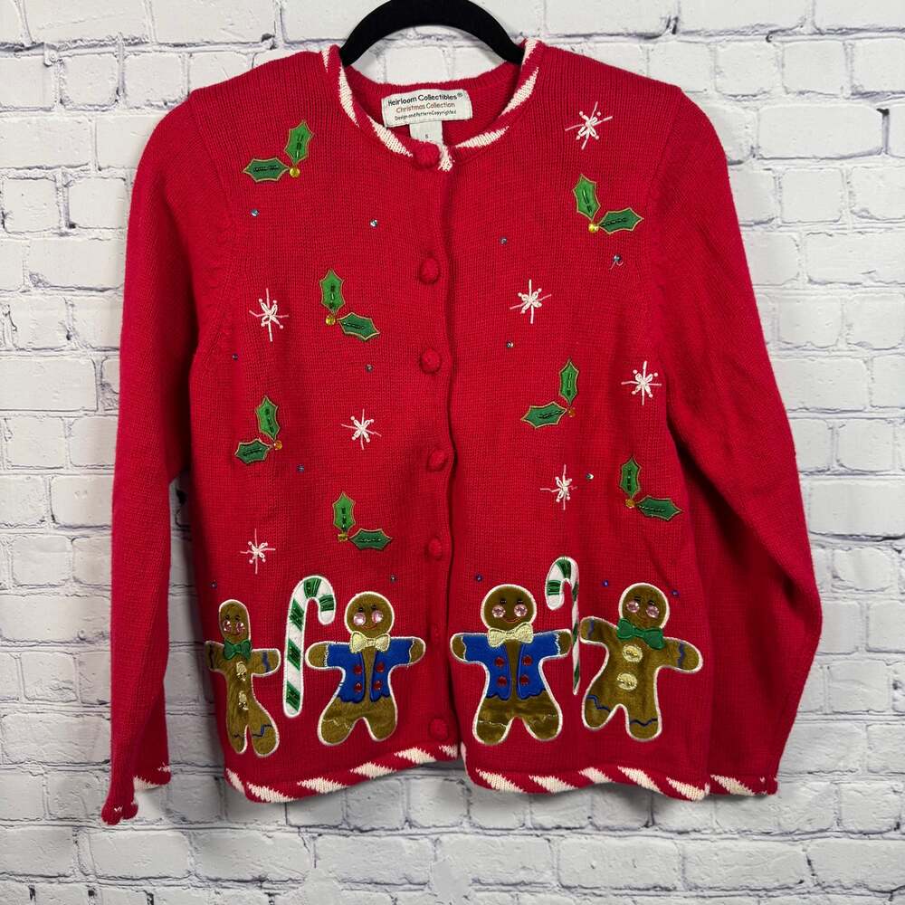 Womens Christmas Cardigan/Sweater Heirloom Collectibles Gingerbread Size Small - Picture 1 of 8